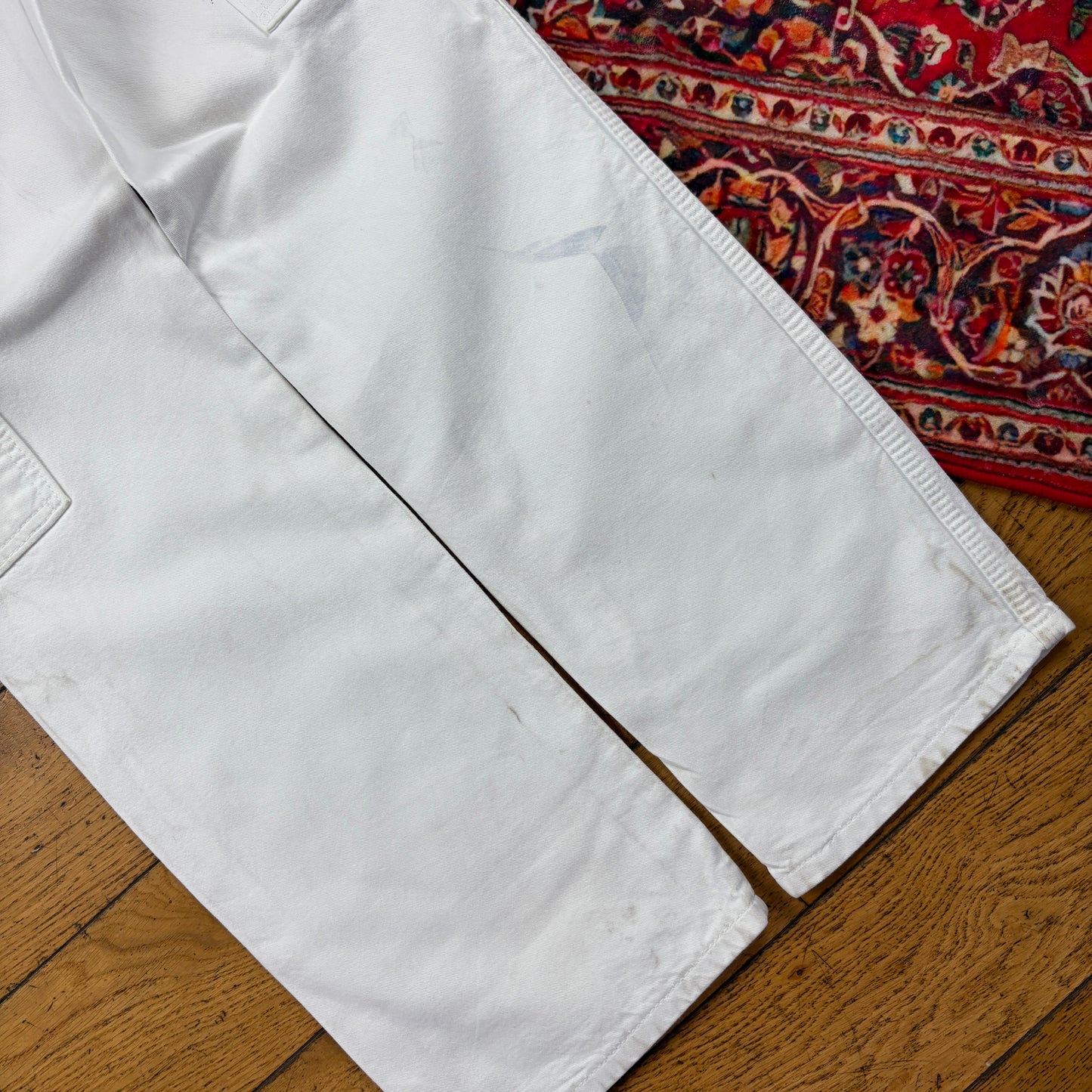 Vintage Dickies White Workwear Carpenter Baggy Trousers - 28
