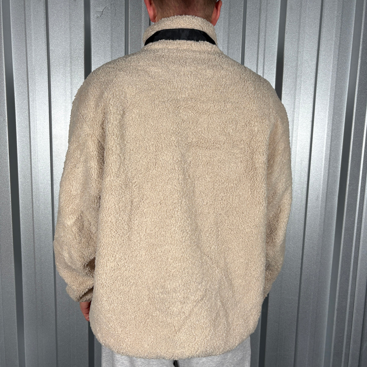Stussy Cream Black Fleece Zip Jacket Jumper - XL