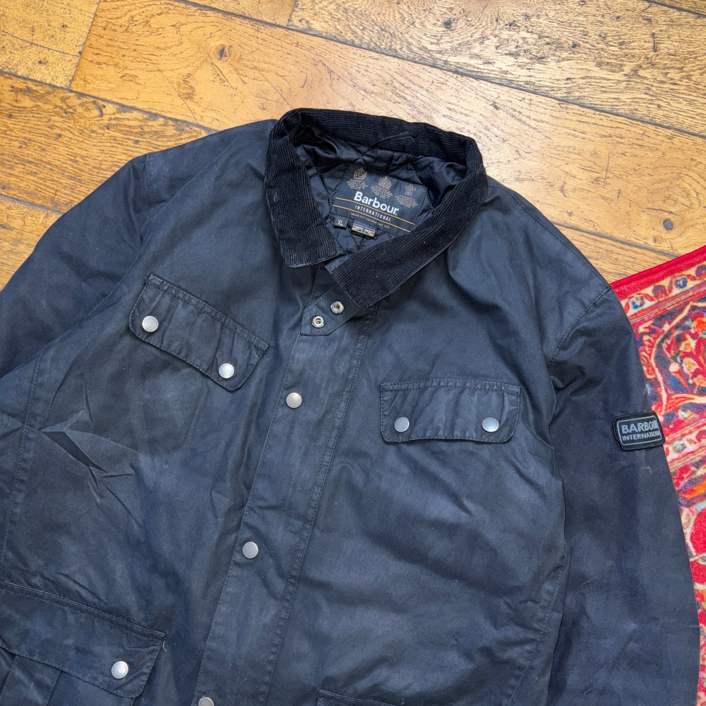 Vintage Black Barbour Wax Jacket - L