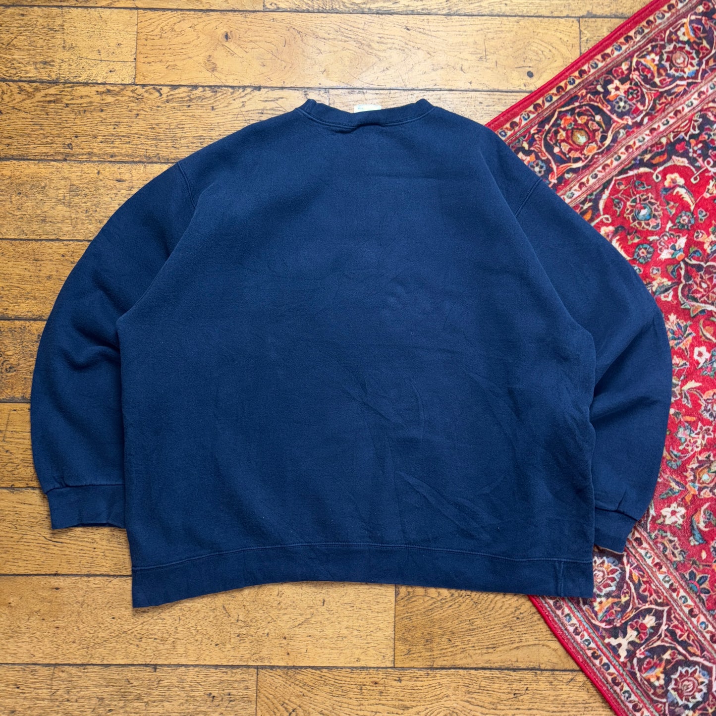 Vintage 90s Nike Swoosh Navy Embroidered Sweatshirt - 2XL
