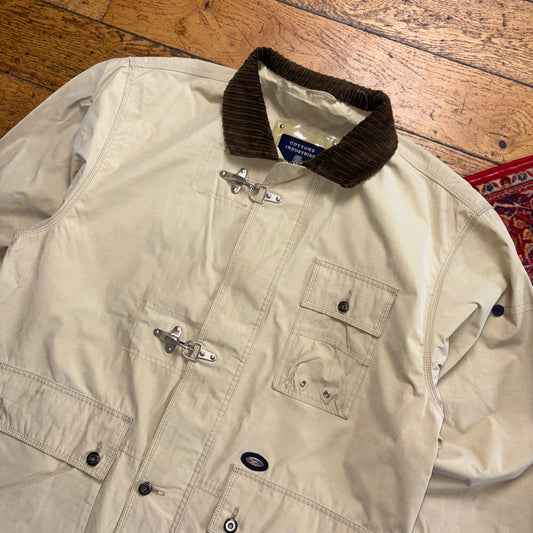 Vintage Cotton Industries Cream Fireman Clasp Trench Coat Jacket - XL