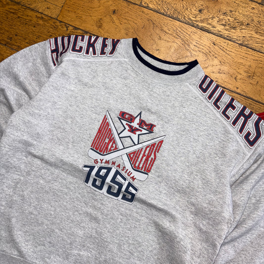 Vintage 90s Grey Athletic Graphic Sweatshirt - L