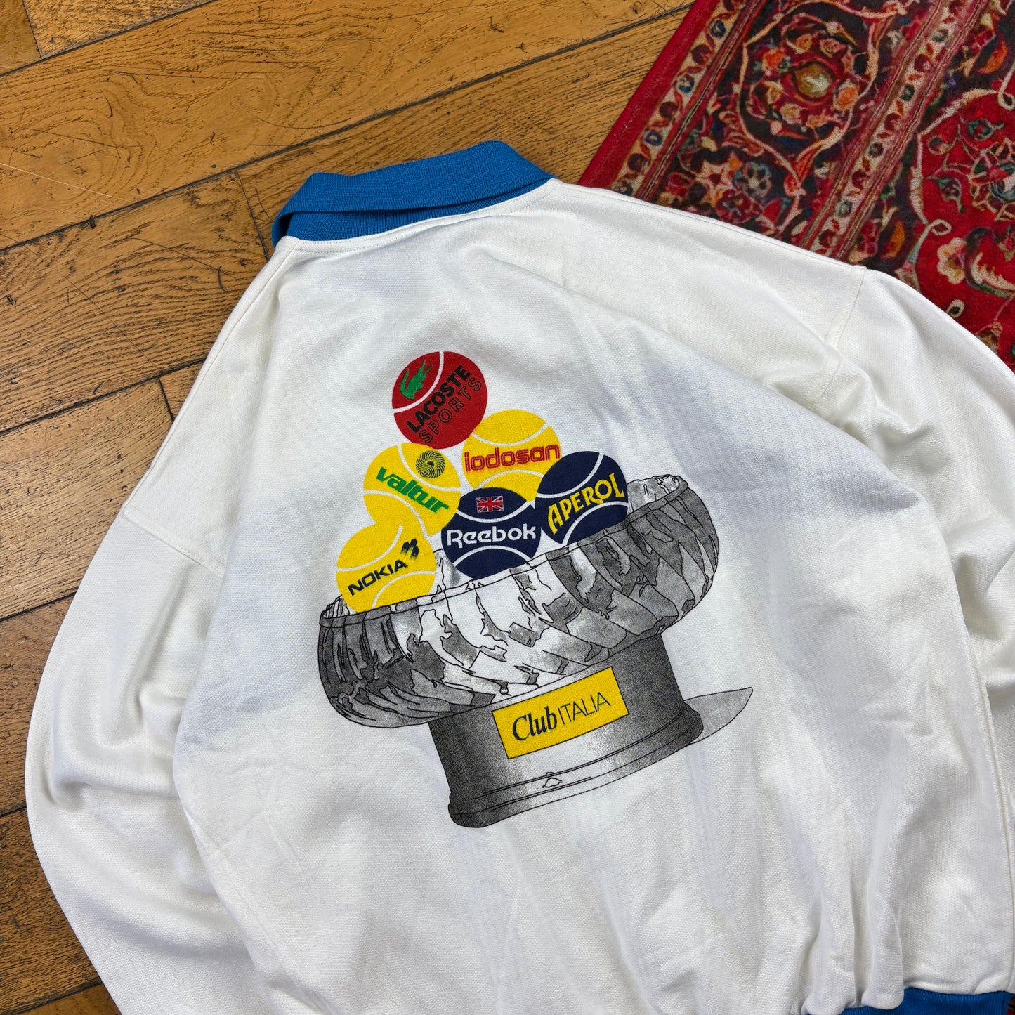 Vintage 1993 Aperol Graphic Rugby White Sweatshirt - M