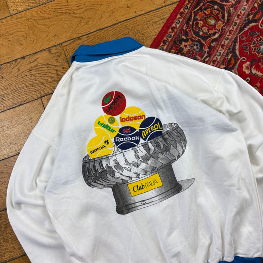 Vintage 1993 Aperol Graphic Rugby White Sweatshirt - M