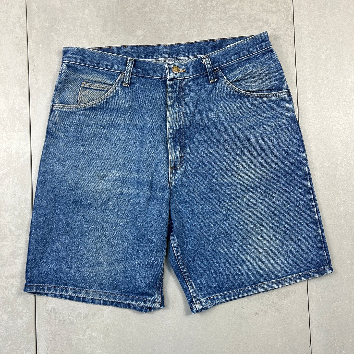 Vintage Wrangler Blue Denim Carpenter Baggy Shorts - 36