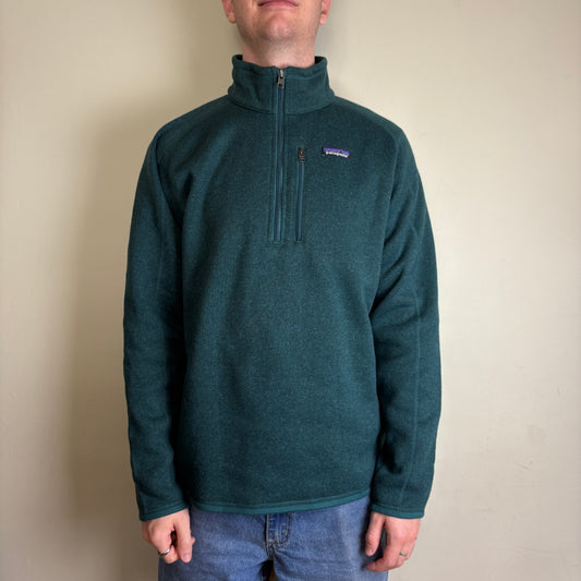 Vintage Patagonia Green Fleece Quarter Zip Embroidered Sweatshirt - L