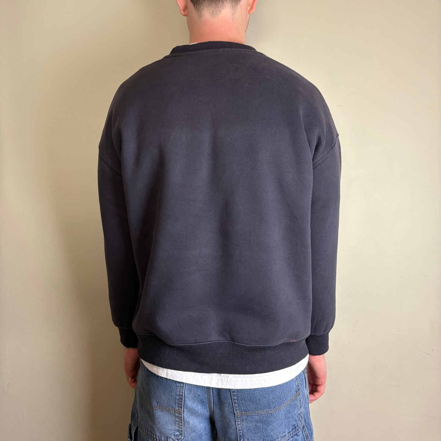 Vintage Nike Navy Spellout Embroidered Sweatshirt - L
