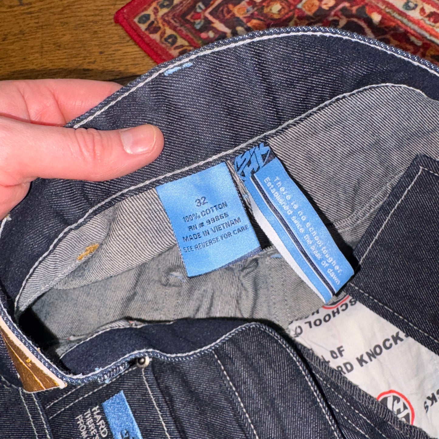 Vintage School of Hard Knocks Navy Blue Carpenter Y2K Hip Hop Baggy Jeans - 34L