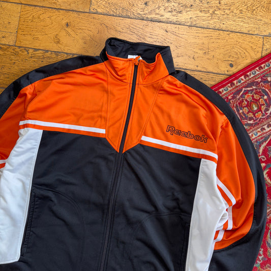 Vintage Reebok Orange Black Tracksuit Track Shell Windbreaker Jacket - XL