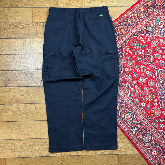 Vintage Dickies 874 Black Baggy Cargo Skate Trousers - 36