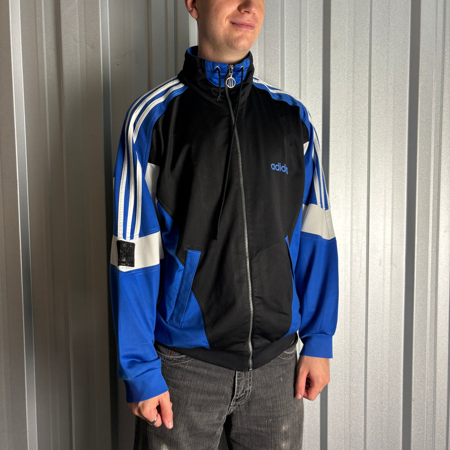 Vintage Adidas 90s Blue Black Tracksuit Track Jacket - XL