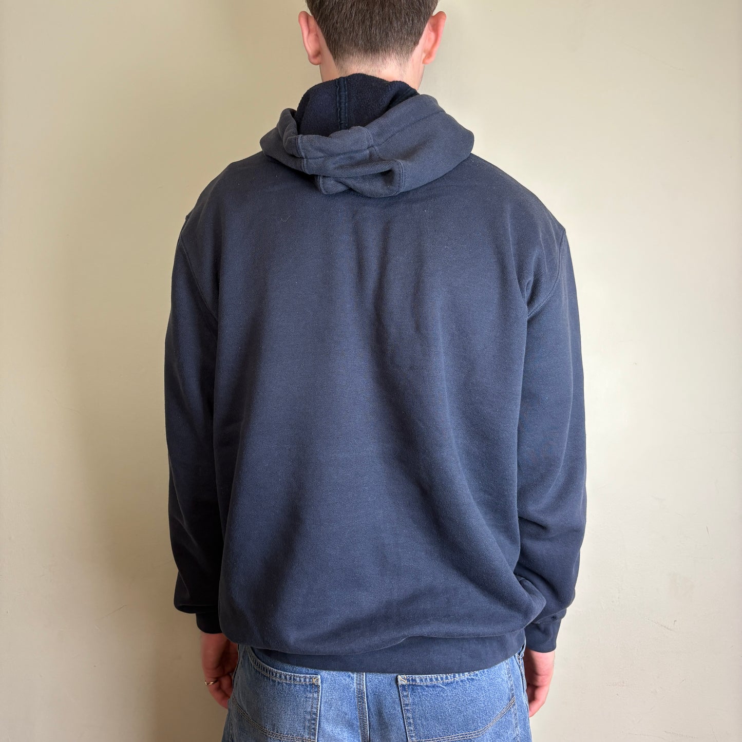 Vintage Carhartt Navy Embroidered Hoodie Sweatshirt -