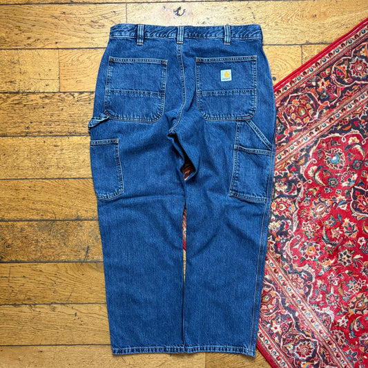 Vintage Carhartt Workwear Carpenter Baggy Blue Jeans - 33S