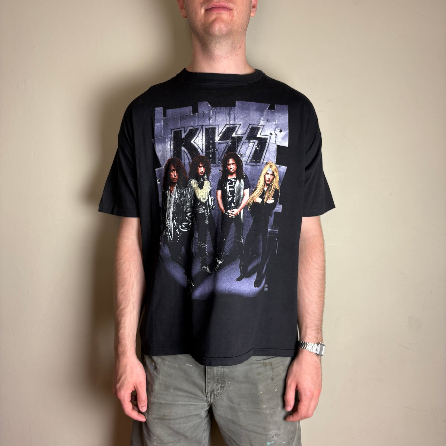 Vintage 1992 Kiss Revenge Tour Black Band Tee Single Stitch Graphic T-Shirt - XL