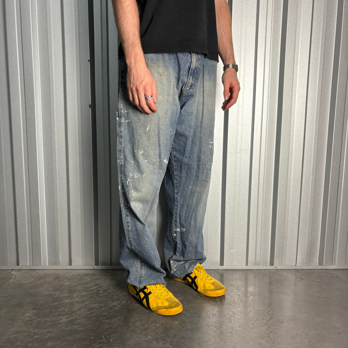 Jay Jays Blue Carpenter Embroidered Hip Hop Y2K Baggy Jeans - 38L