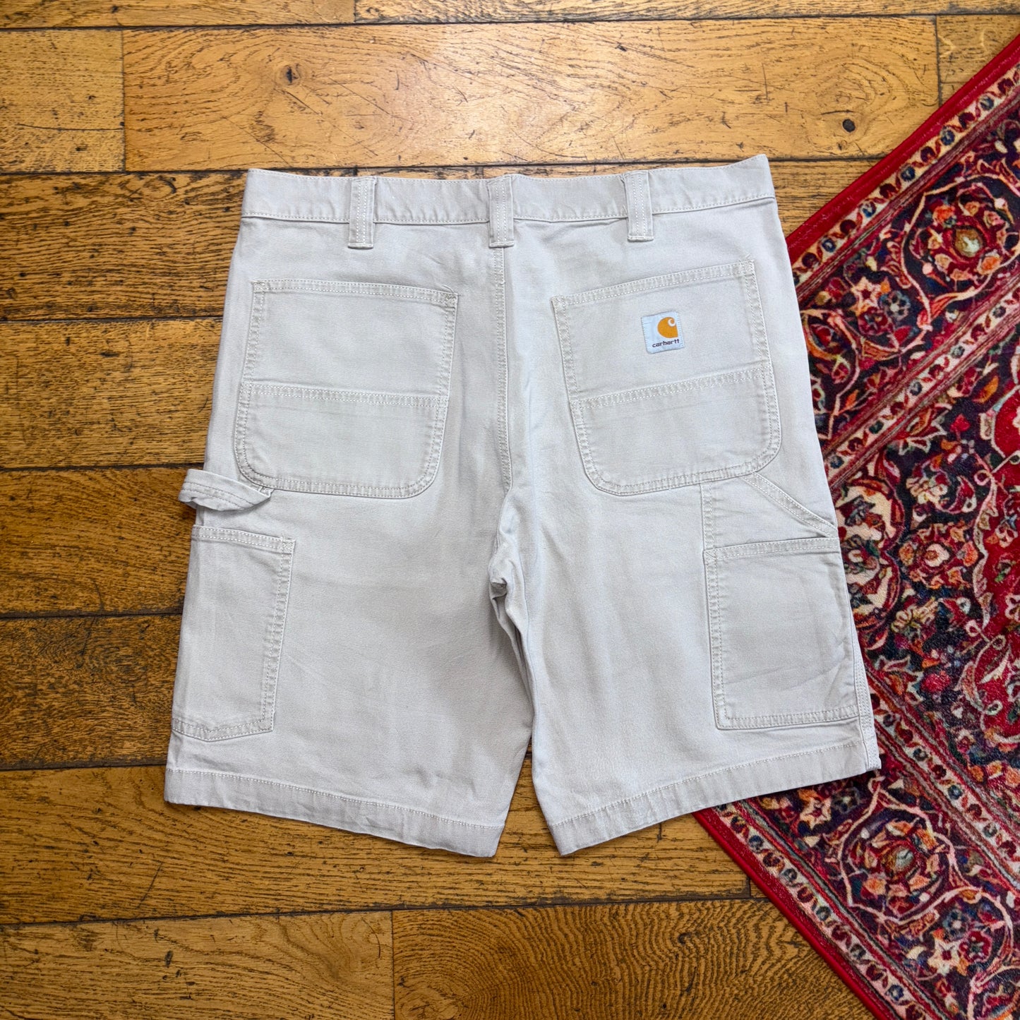 Vintage Carhartt Workwear Cream Baggy Carpenter Shorts - 36