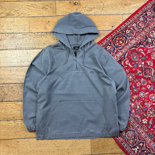 Vintage Stussy Lightweight Grey Pullover Jacket - S