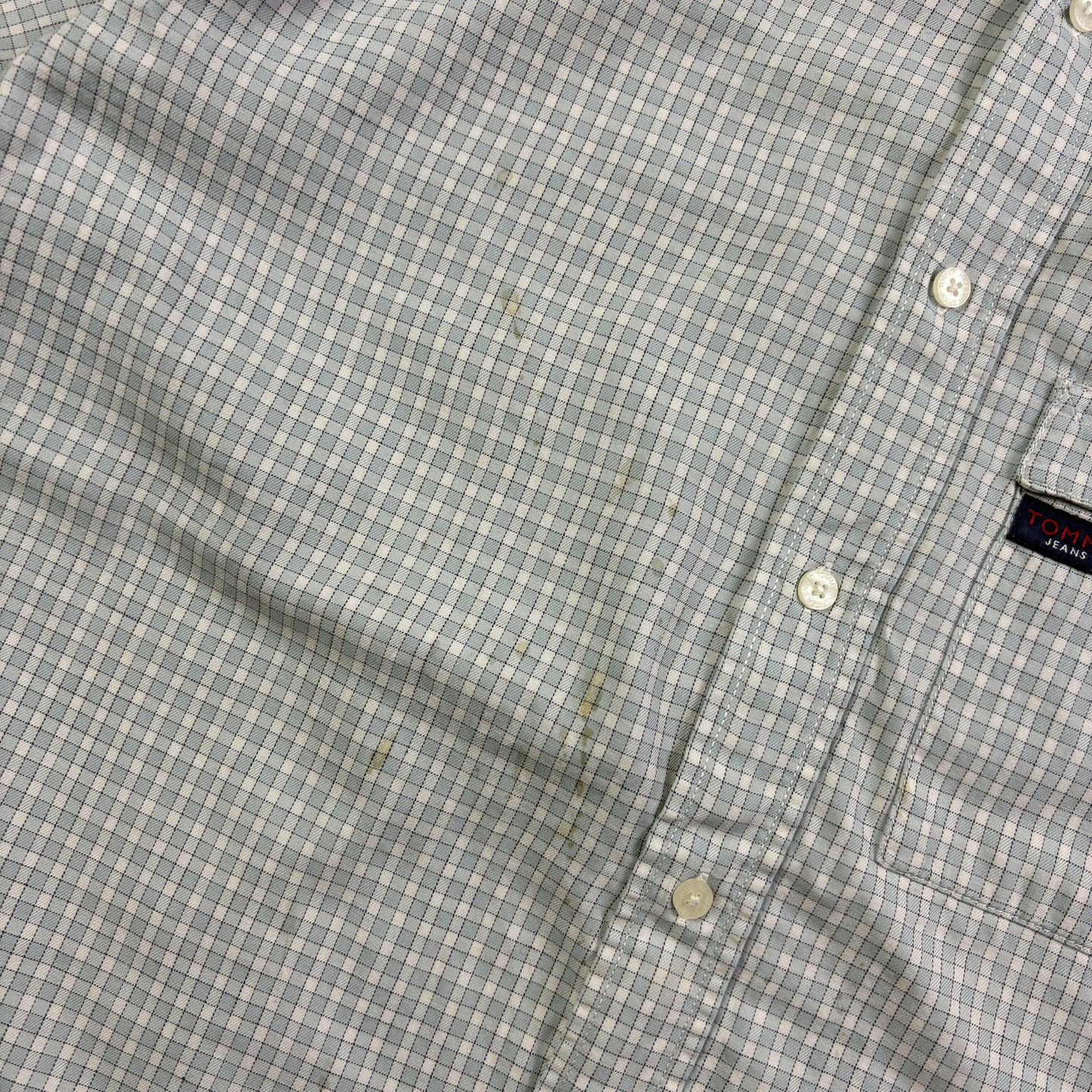 Vintage Tommy Hilfiger Blue Check Short Sleeve Embroidered Shirt - M