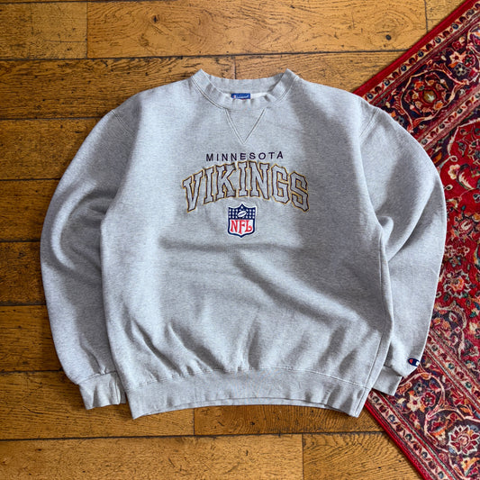 Vintage NFL Minnesota Vikings Grey Embroidered Sweatshirt - L