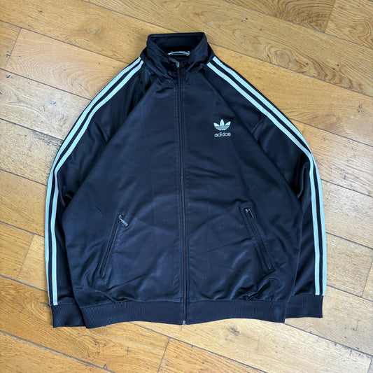 Vintage 80s Adidas Black Tracksuit Track Shell Windbreaker Jacket - XL