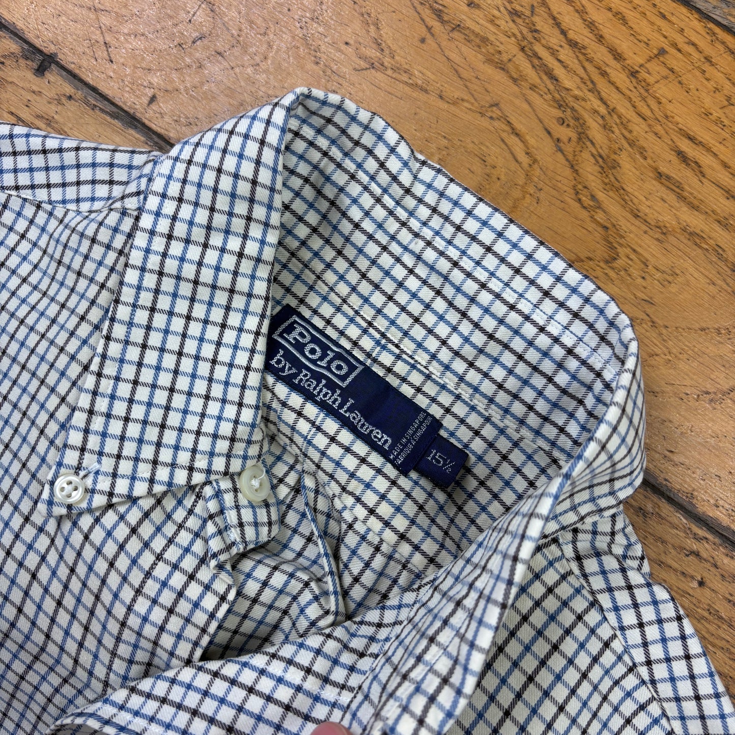 Vintage Ralph Lauren Cream Check Embroidered Shirt - L