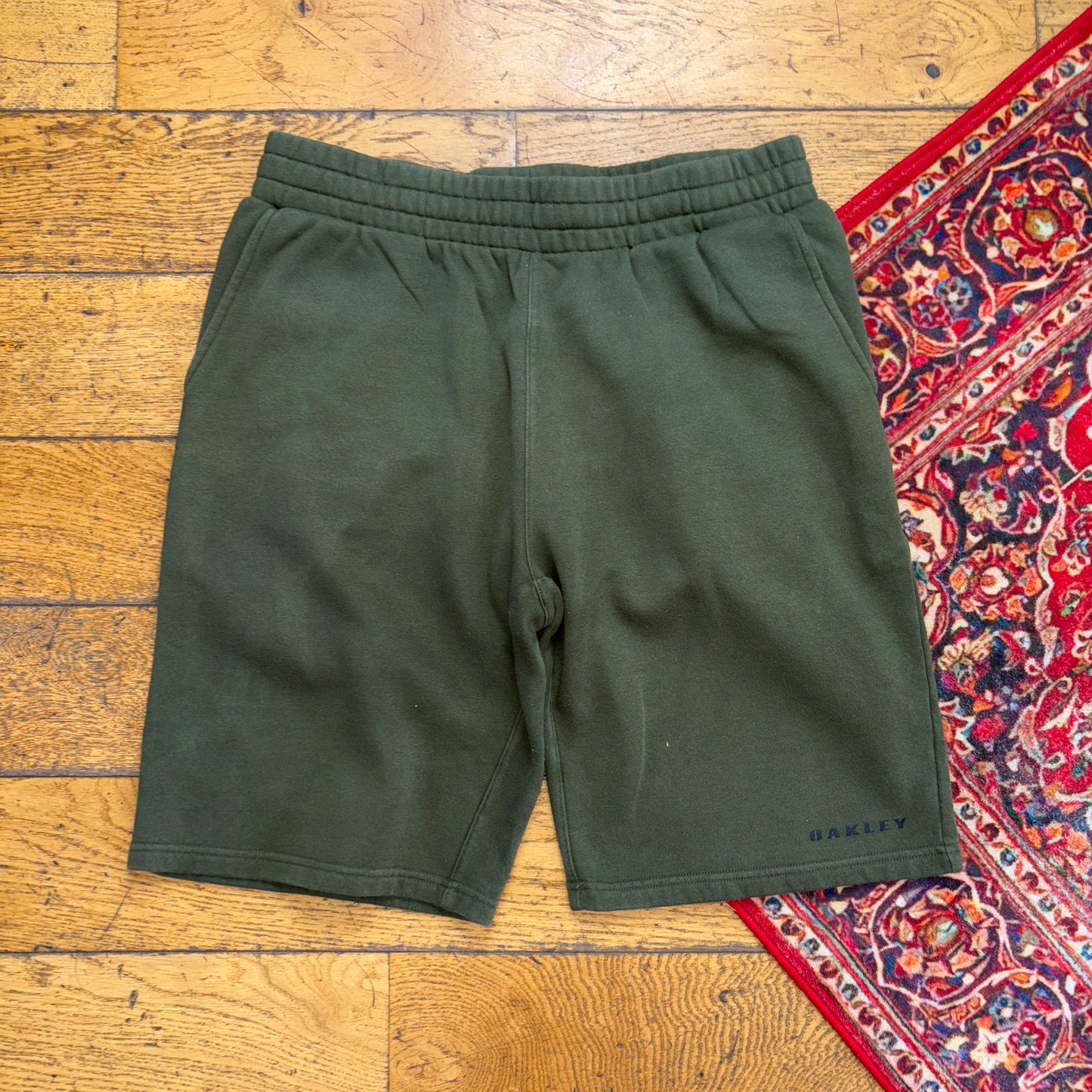 Vintage Oakley Green Sweat Joggers Baggy Shorts Jorts - 34