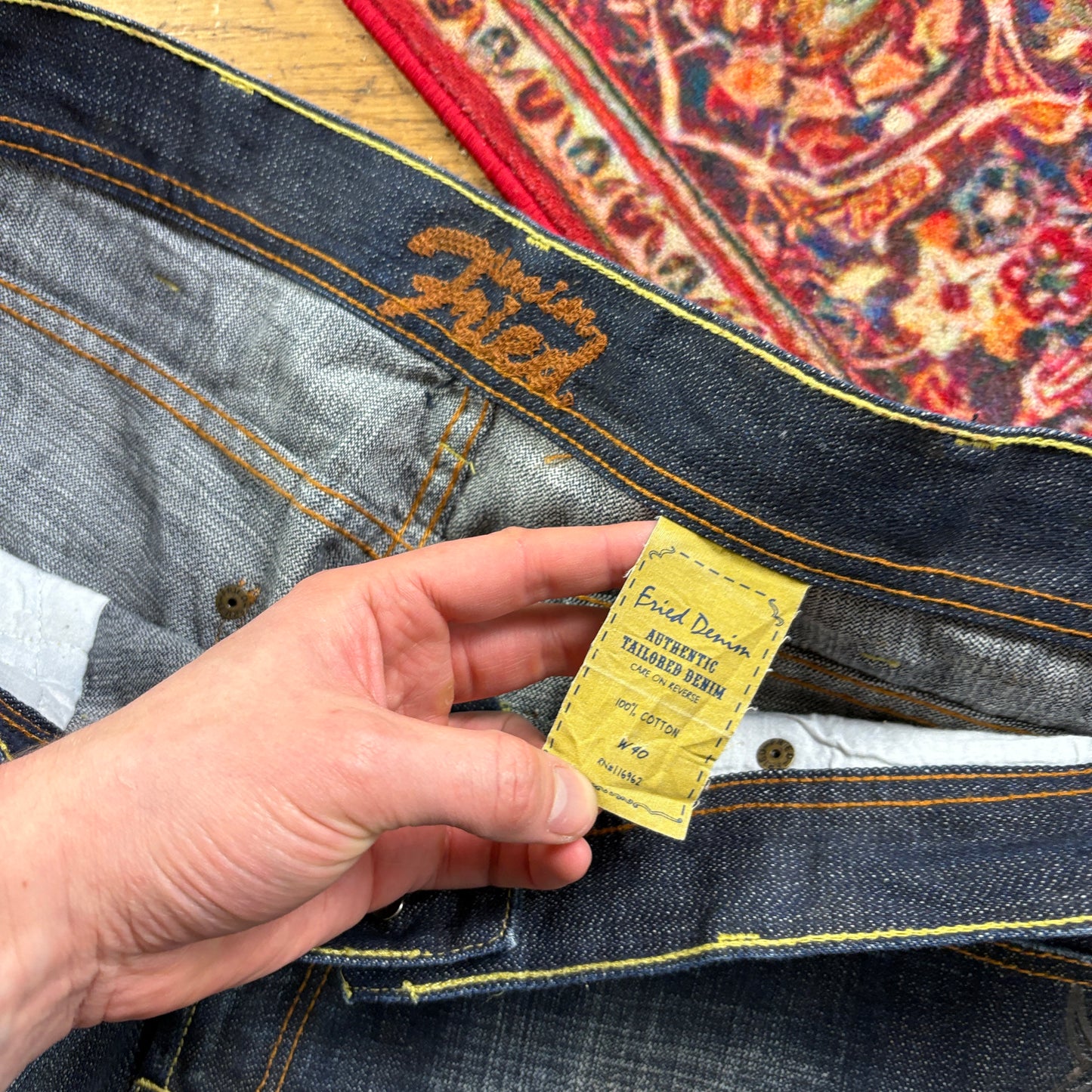 Vintage Blue Embroidered Y2K Hip Hop Baggy Jeans - 40