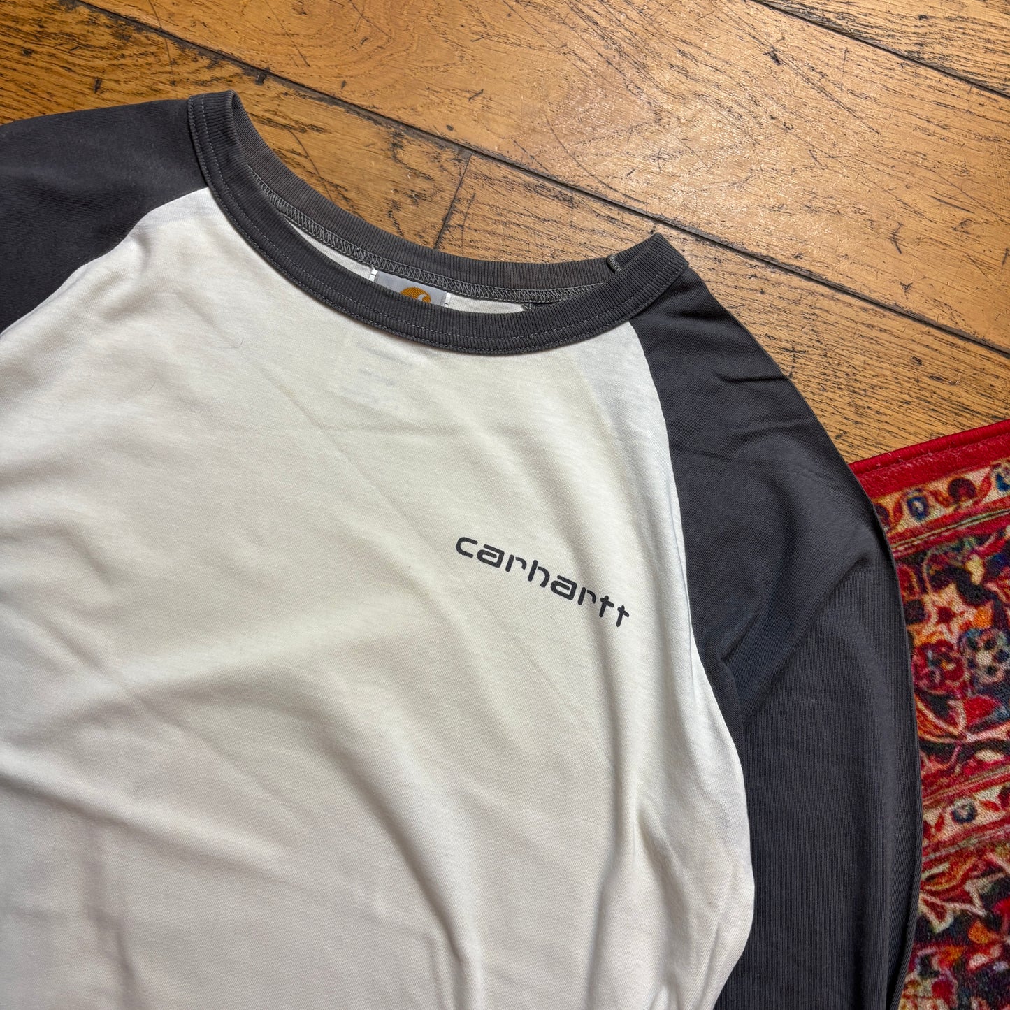 Vintage Carhartt Cream Brown Raglan Long Sleeve Graphic T-Shirt - S