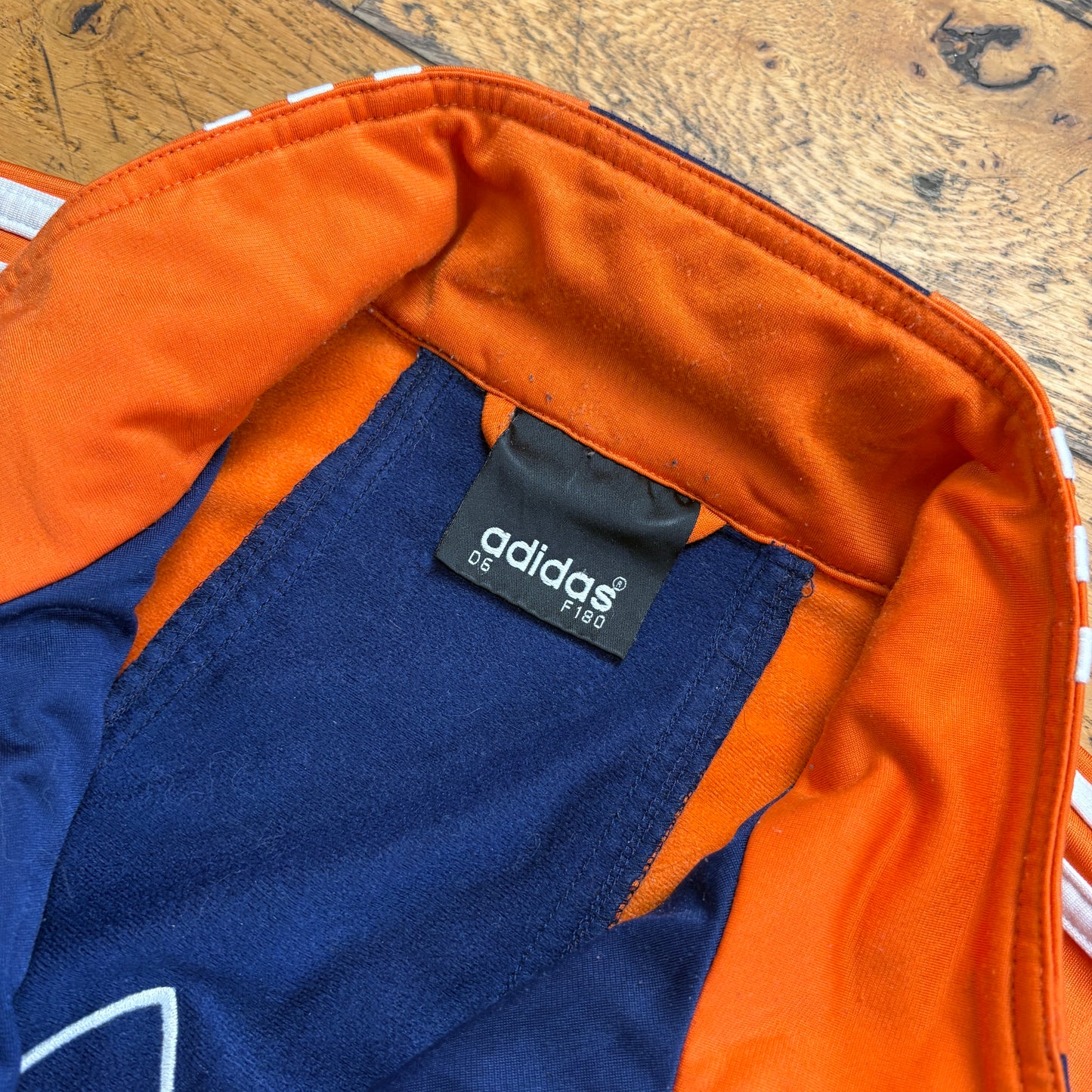 Vintage Adidas Embroidered Navy Orange Tracksuit Track Jacket - L