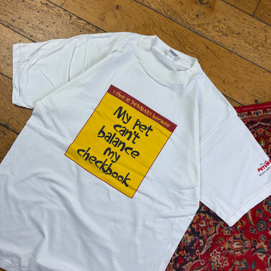 Vintage 90s Petsmart White Funny Single Stitch Graphic T-Shirt - S