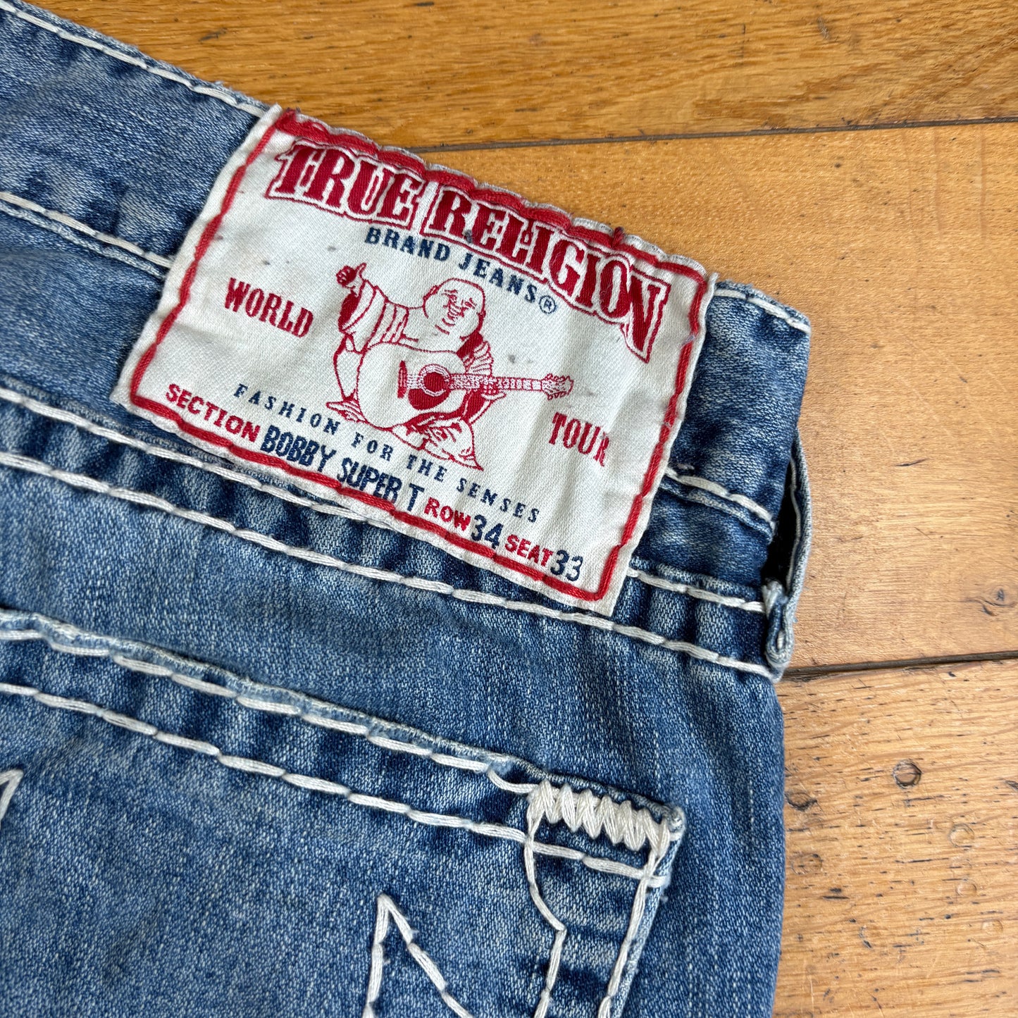 Vintage True Religion Blue Embroidered Y2K Shorts Jorts - 36