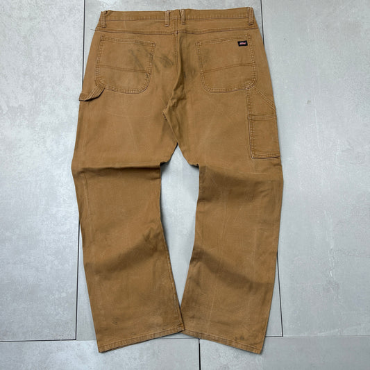 Vintage Dickies Workwear Carpenter Baggy Brown Trousers - 40