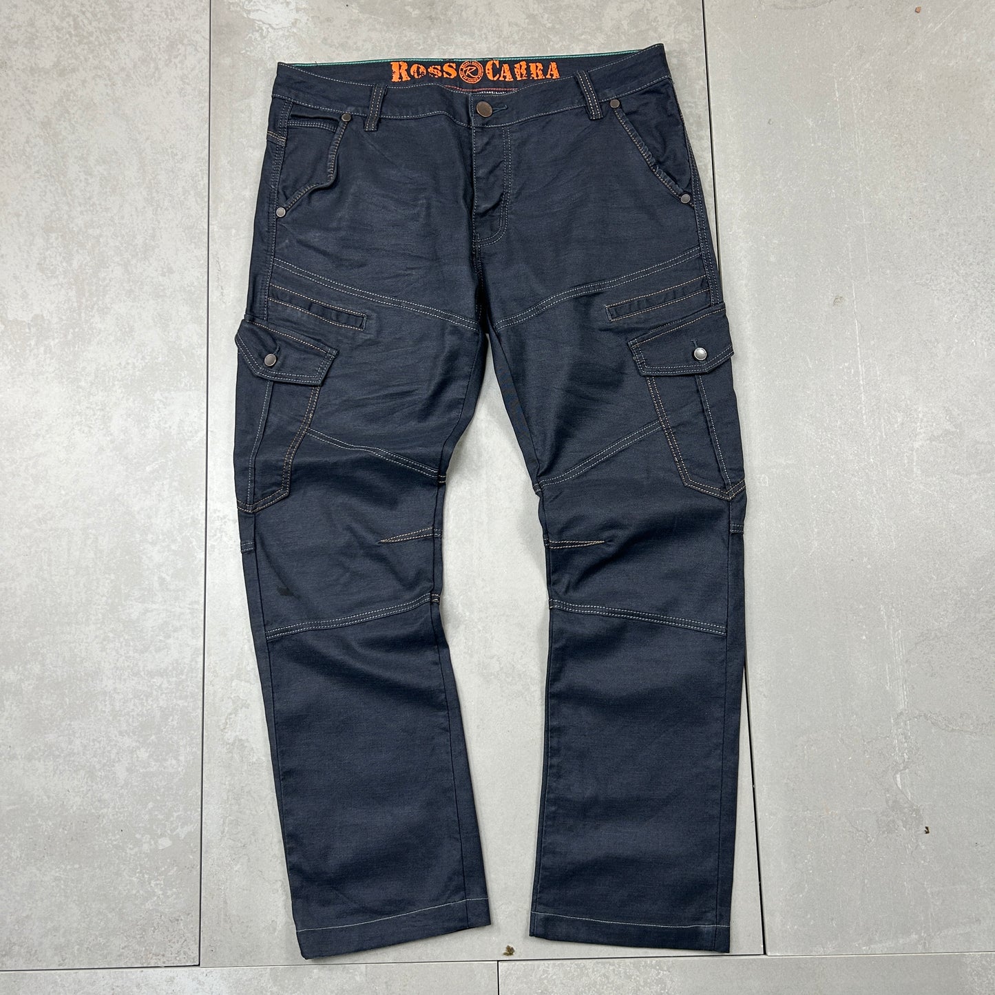 Vintage Hip Hop Carpenter Contrast Stitch Navy Jeans - 36