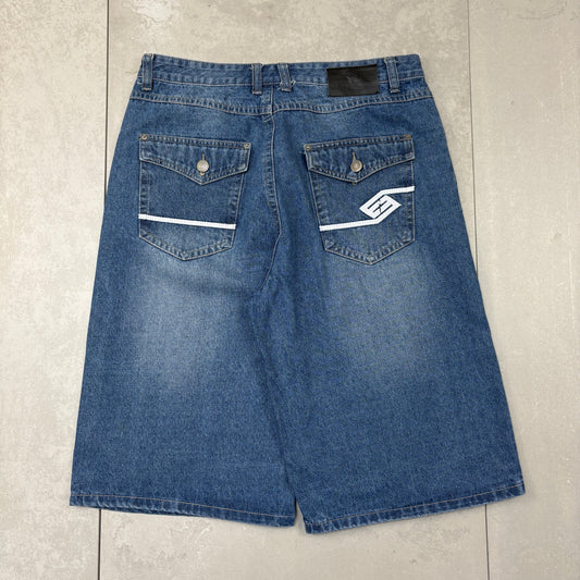 Vintage Enyce Embroidered Blue Hip Hop Baggy Shorts Jorts - 36