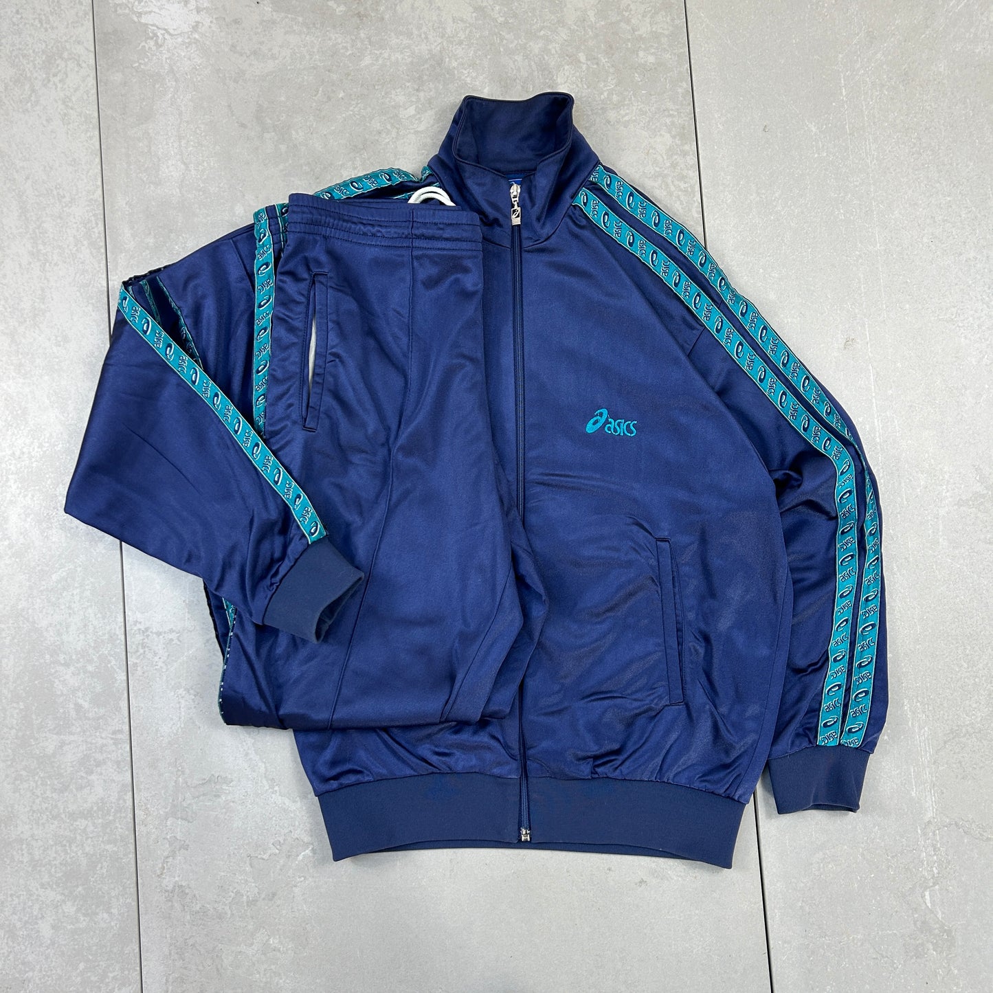 Vintage Asics Navy Full Tracksuit - M