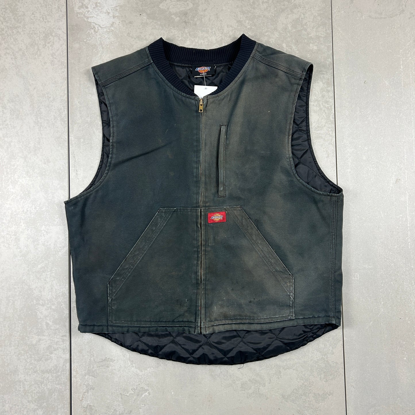 Vintage Dickies Workwear Gilet Cropped Vest Green Grey - L