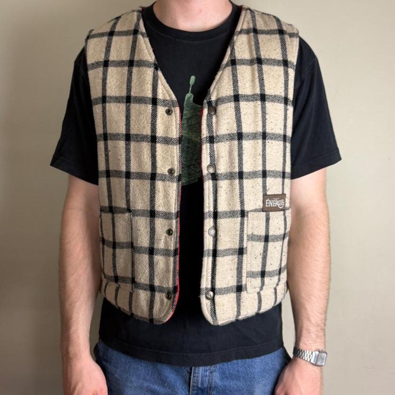 Vintage Energie Nova Check Gilet Vest Jacket - M