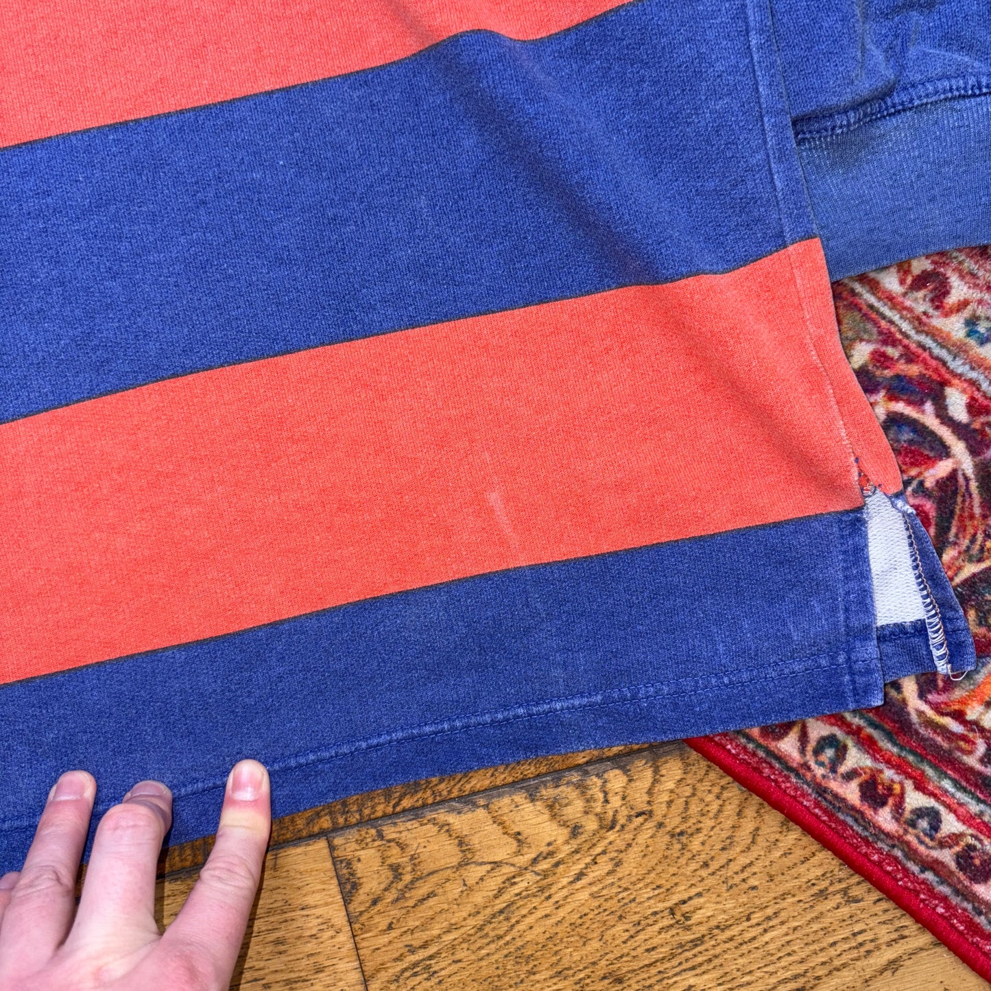 Vintage Uncle Sam Orange Blue Stripe Polo Rugby Shirt - 2XL