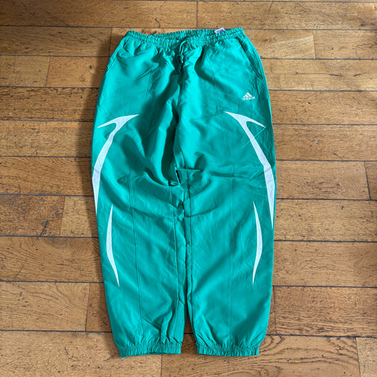 Vintage Adidas Green Baggy Tracksuit Sweatpants Track Pants Bottoms - L