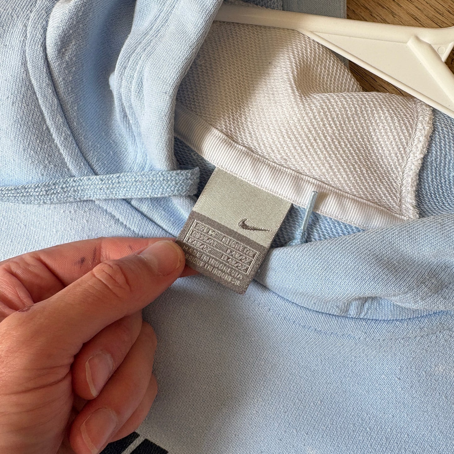 Vintage Nike Y2K Baby Blue Hoodie Sweatshirt - M