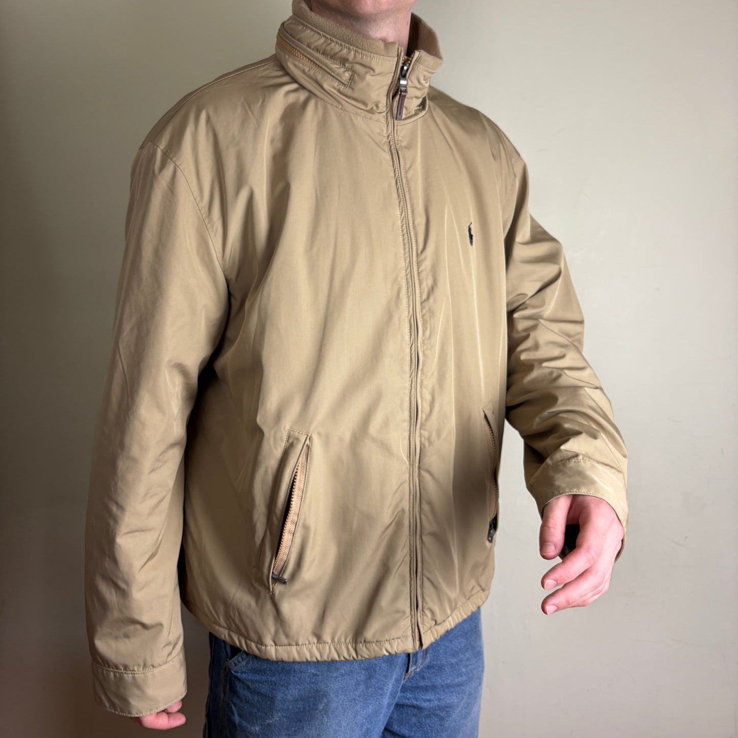 Vintage Ralph Lauren Cream Harrington Fleece Lined Jacket - 2XL
