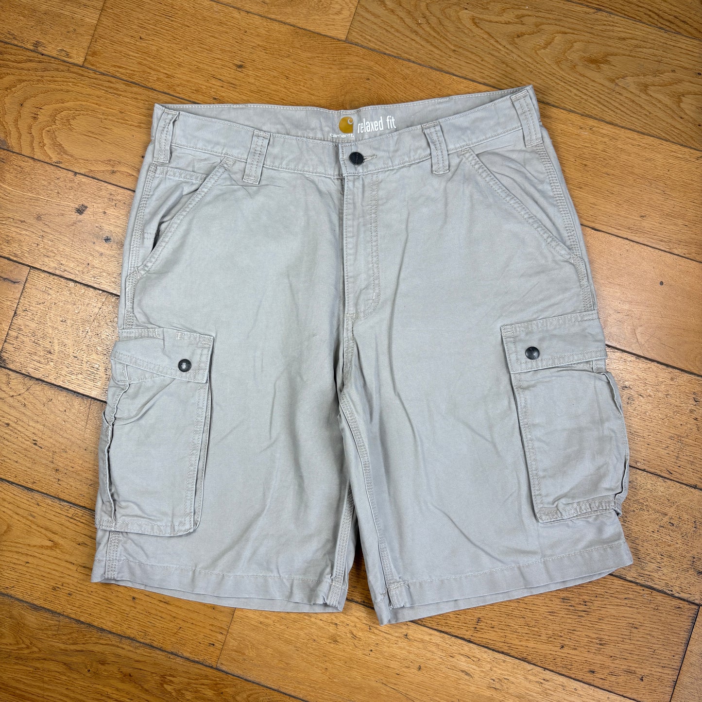 Vintage Carhartt Workwear Cream Baggy Carpenter Shorts - 36