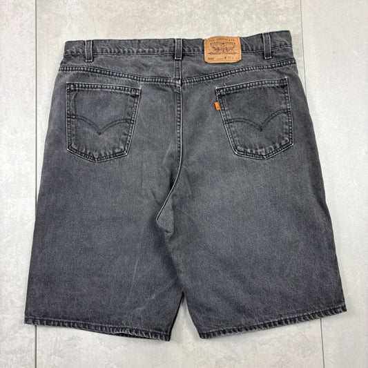 Vintage Levis 550 Black Orange Tab Baggy Denim Shorts - 40