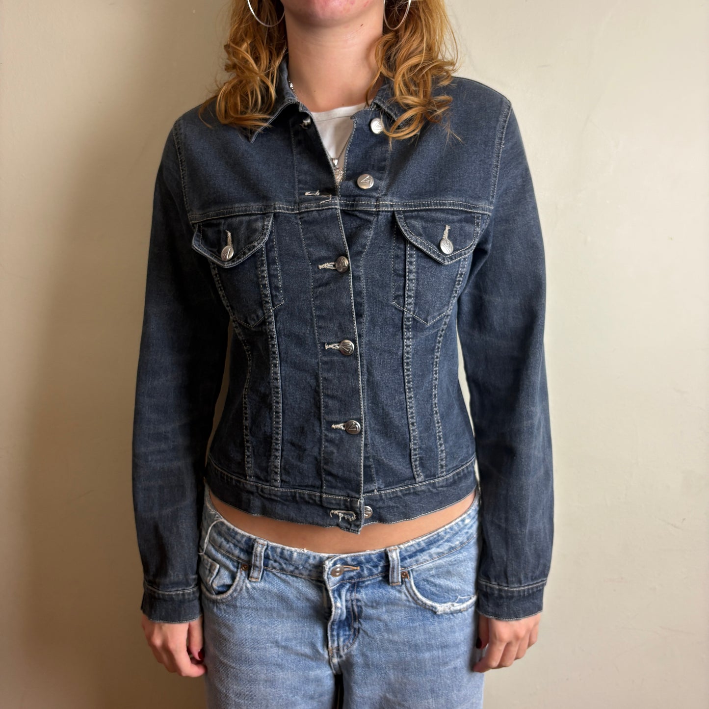 Vintage Blue Indigo Womens Denim Trucker Jacket - M