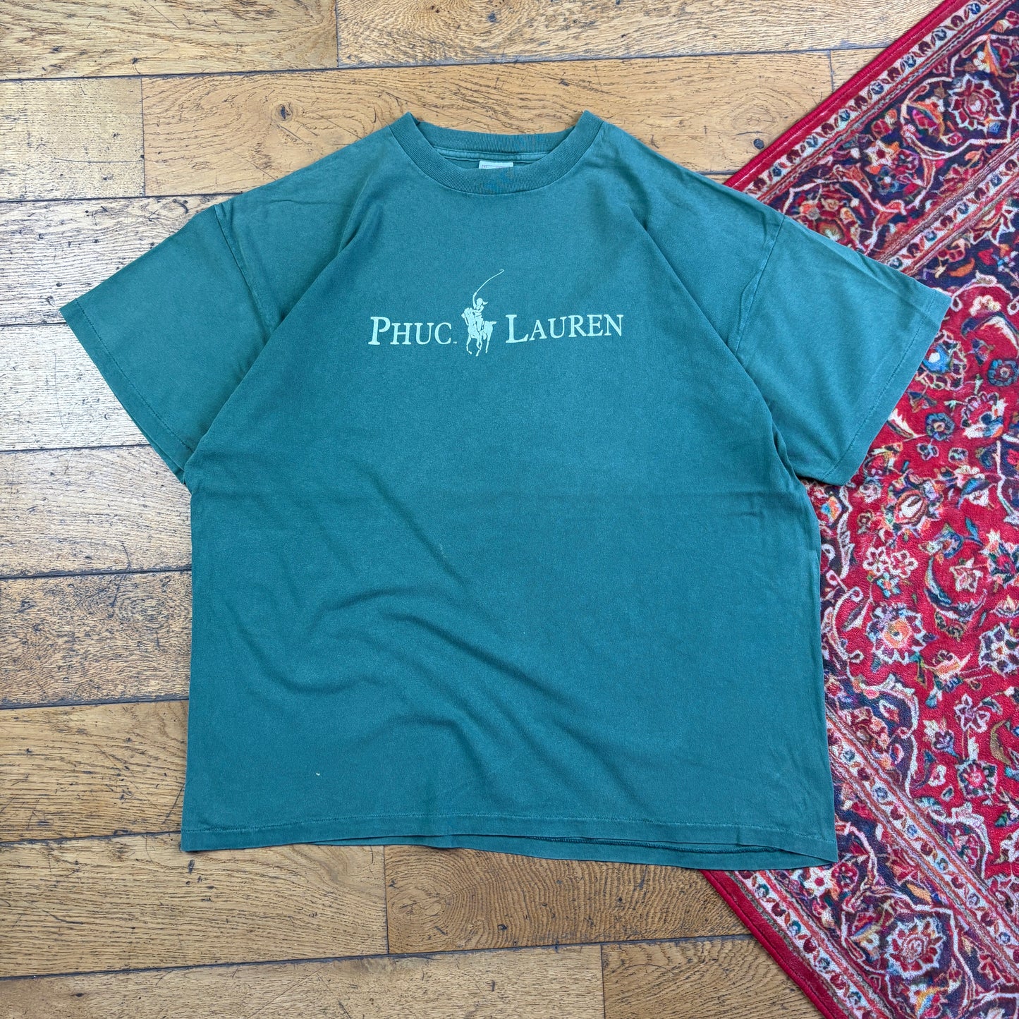 Vintage 90s Phuc Lauren Ralph Funny Green Single Stitch Graphic T-Shirt - XL