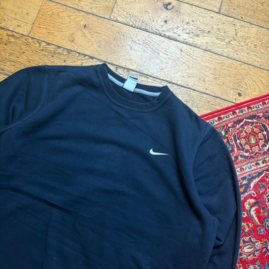 Vintage Nike Swoosh Dark Navy Embroidered Sweatshirt - XL