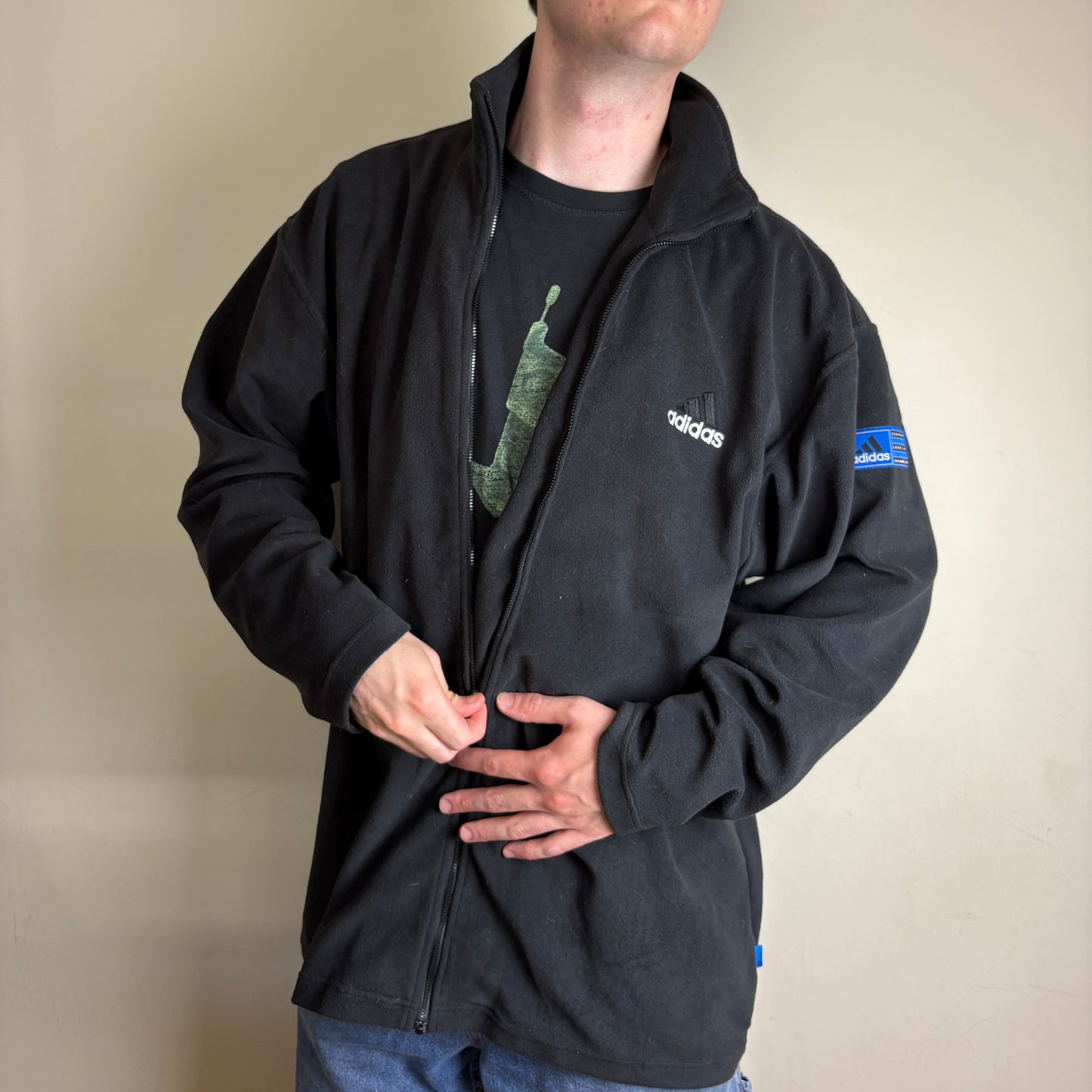 Vintage 90s Adidas Black Embroidered Fleece Sweatshirt -2XL