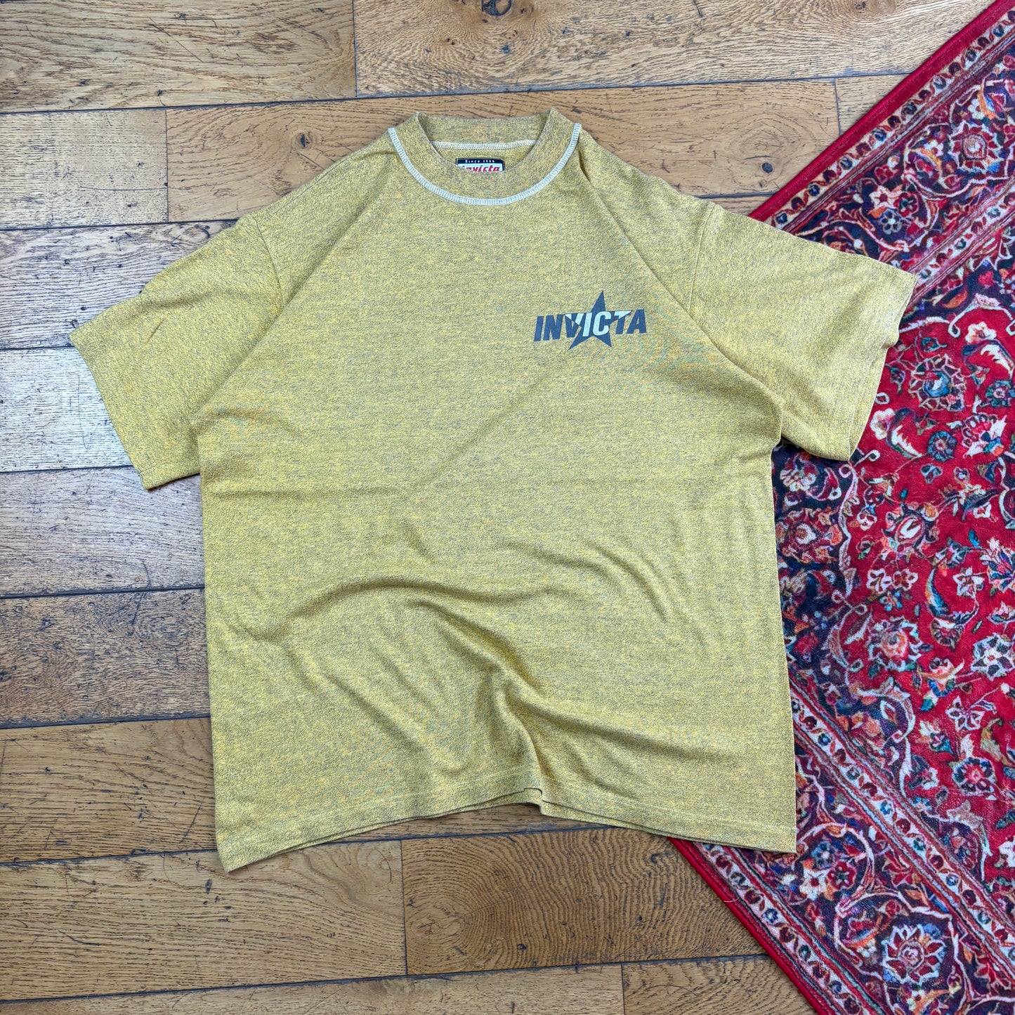 Vintage 90s Yellow Invicta Graphic T-Shirt - L