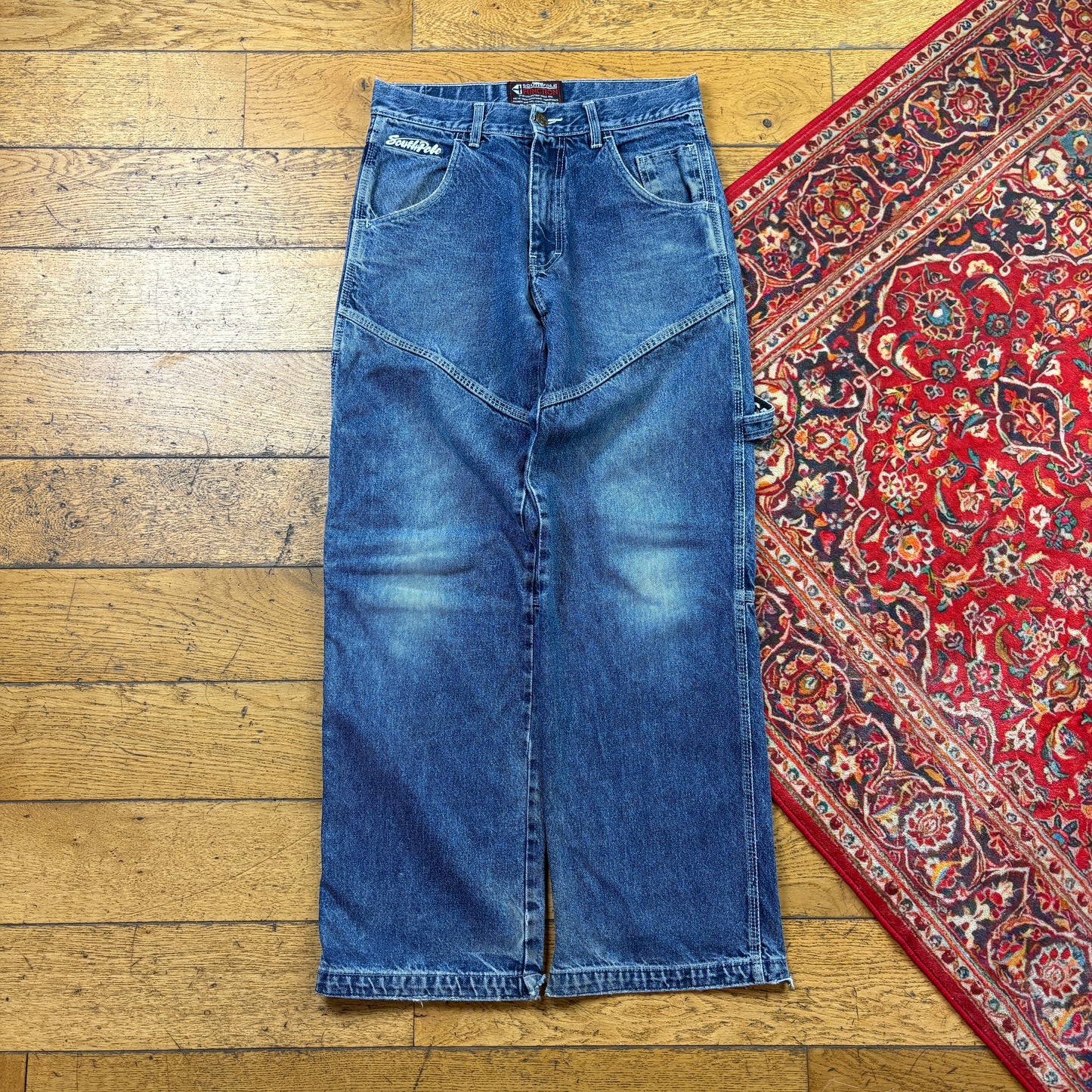 Vintage Southpole Function Blue Embroidered Y2K Hip Hop Baggy Jeans - 31