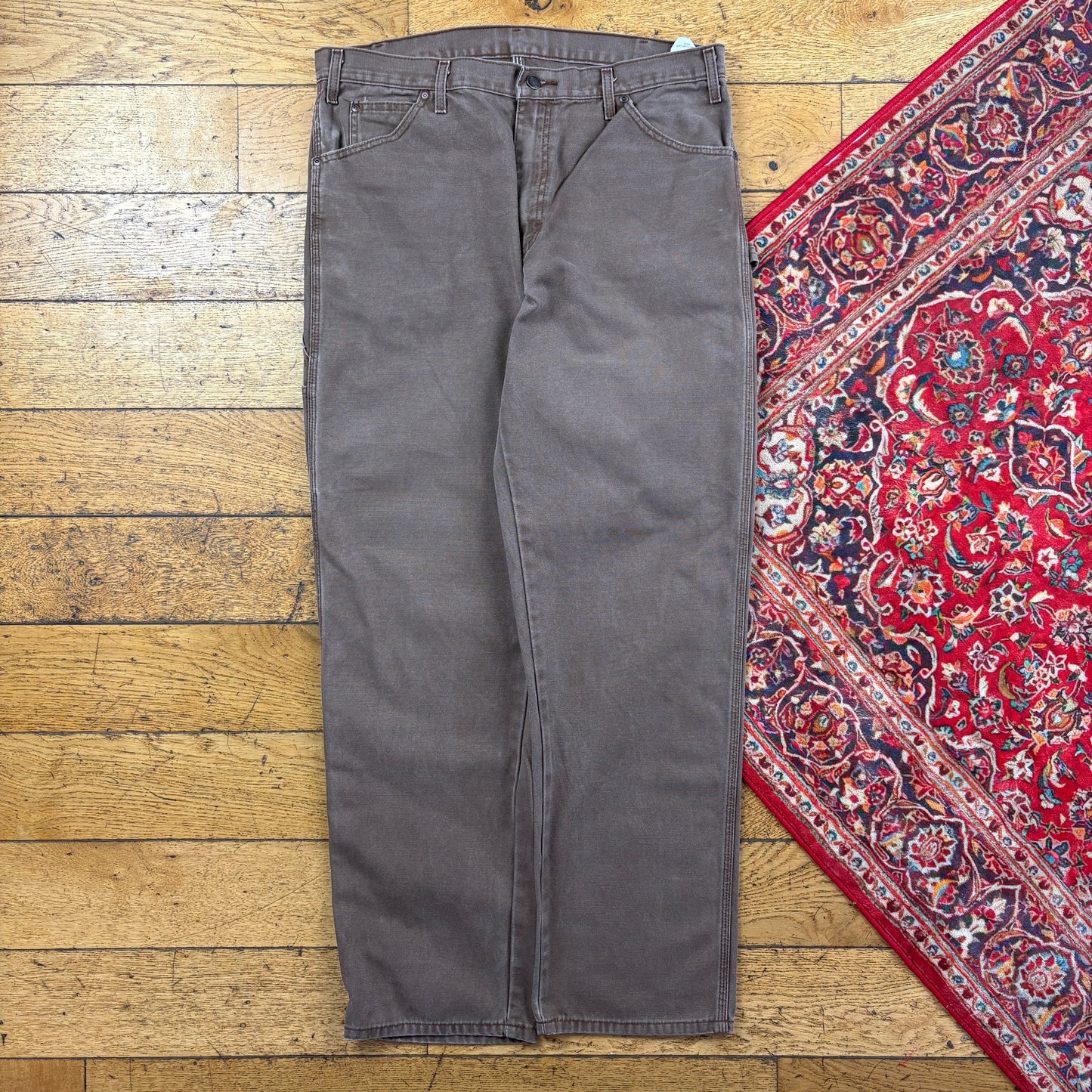 Vintage Dickies Brown Workwear Carpenter Baggy Trousers - 36